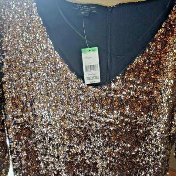 Metaphor Large Gold Sequin New Years Eve Party Dre - Picture 5 of 12